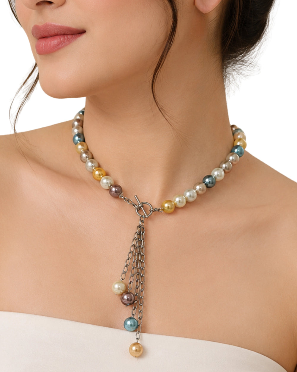 Multicolour Pearl Cascade Necklace