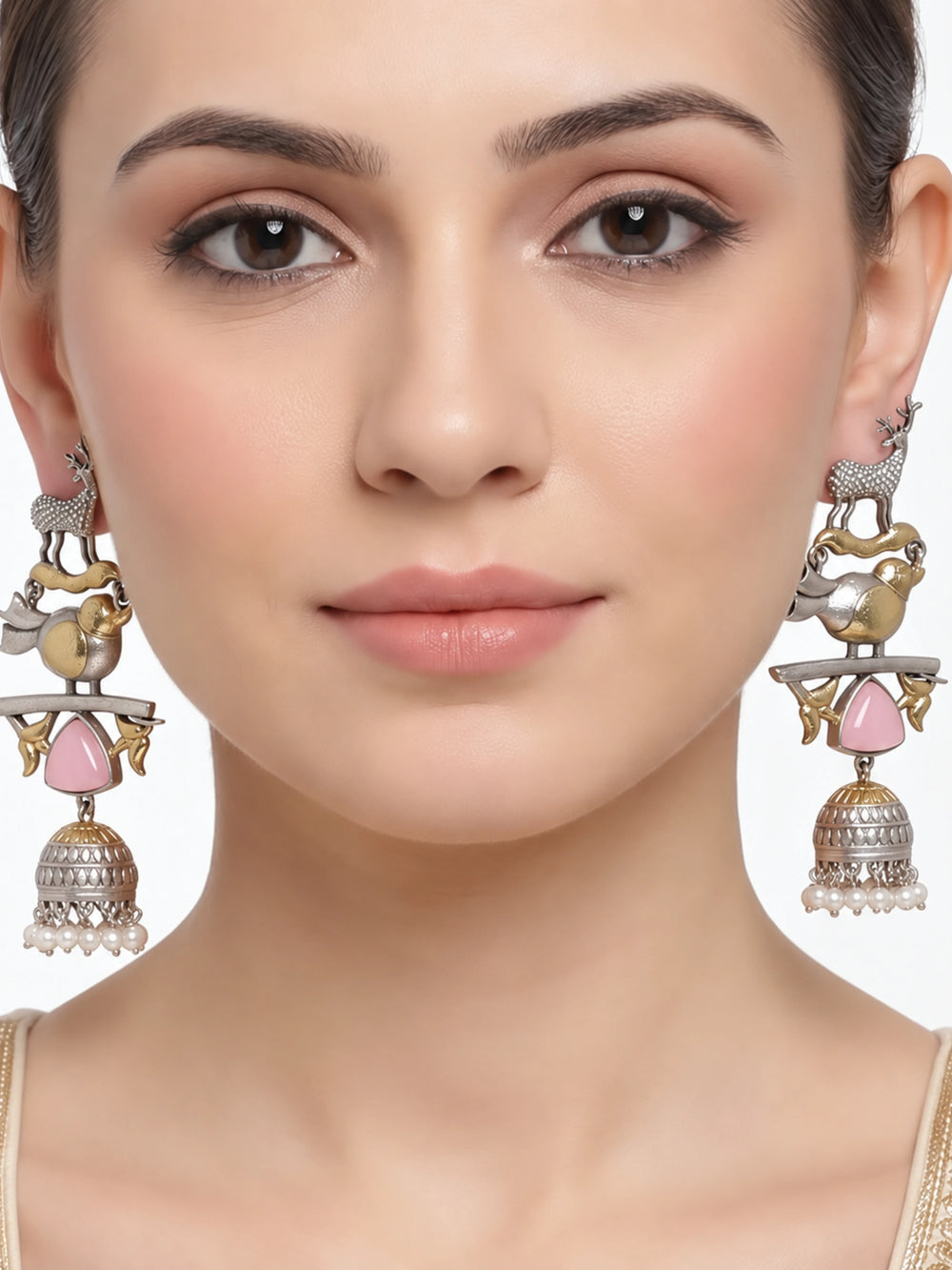 Fauna & Flora Dual-Tone Statement Earrings