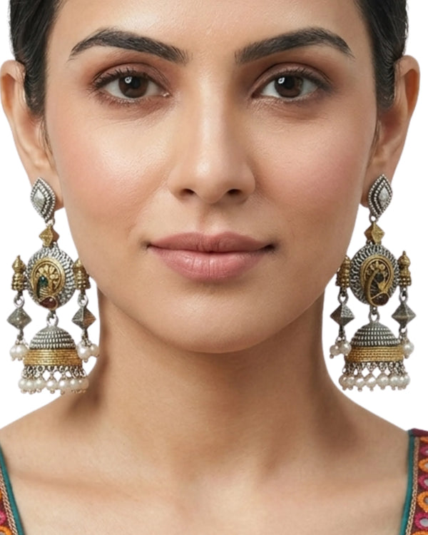The Royal Mayura Dual-Tone Jhumkas