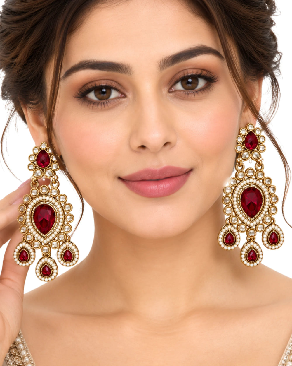 Regal Ruby-Tone Kundan Statement Statement Dangles