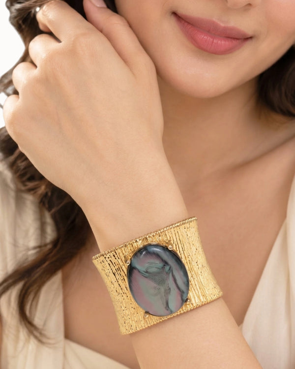 Aura Marble Cabochon Cuff Bracelet