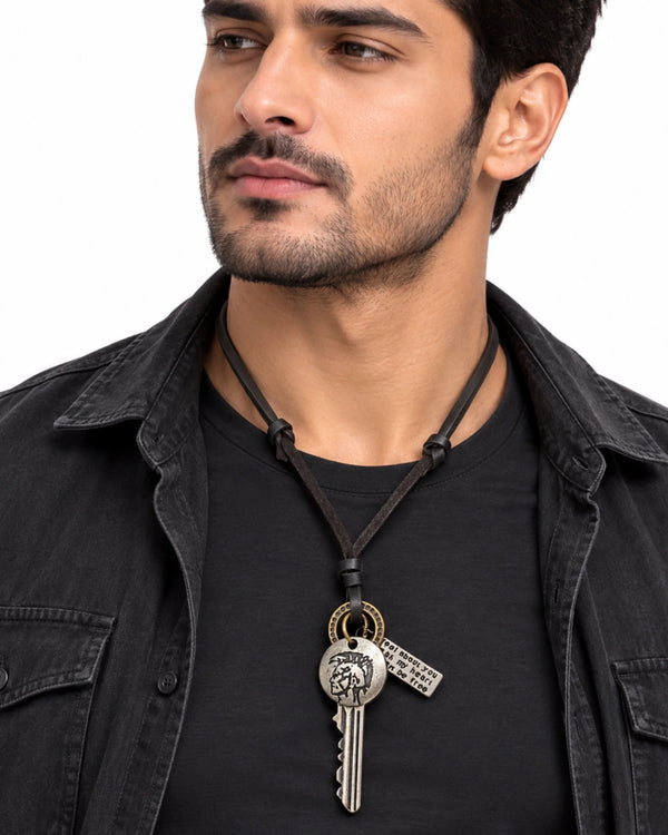 The Maverick Key & Coin Leather Pendant