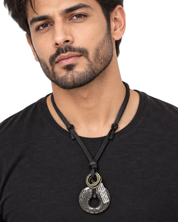 The Serpent Ring Leather Charm Pendant
