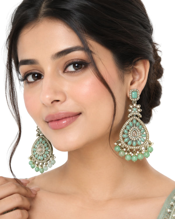 The Celestial Mint Filigree Statement Earrings