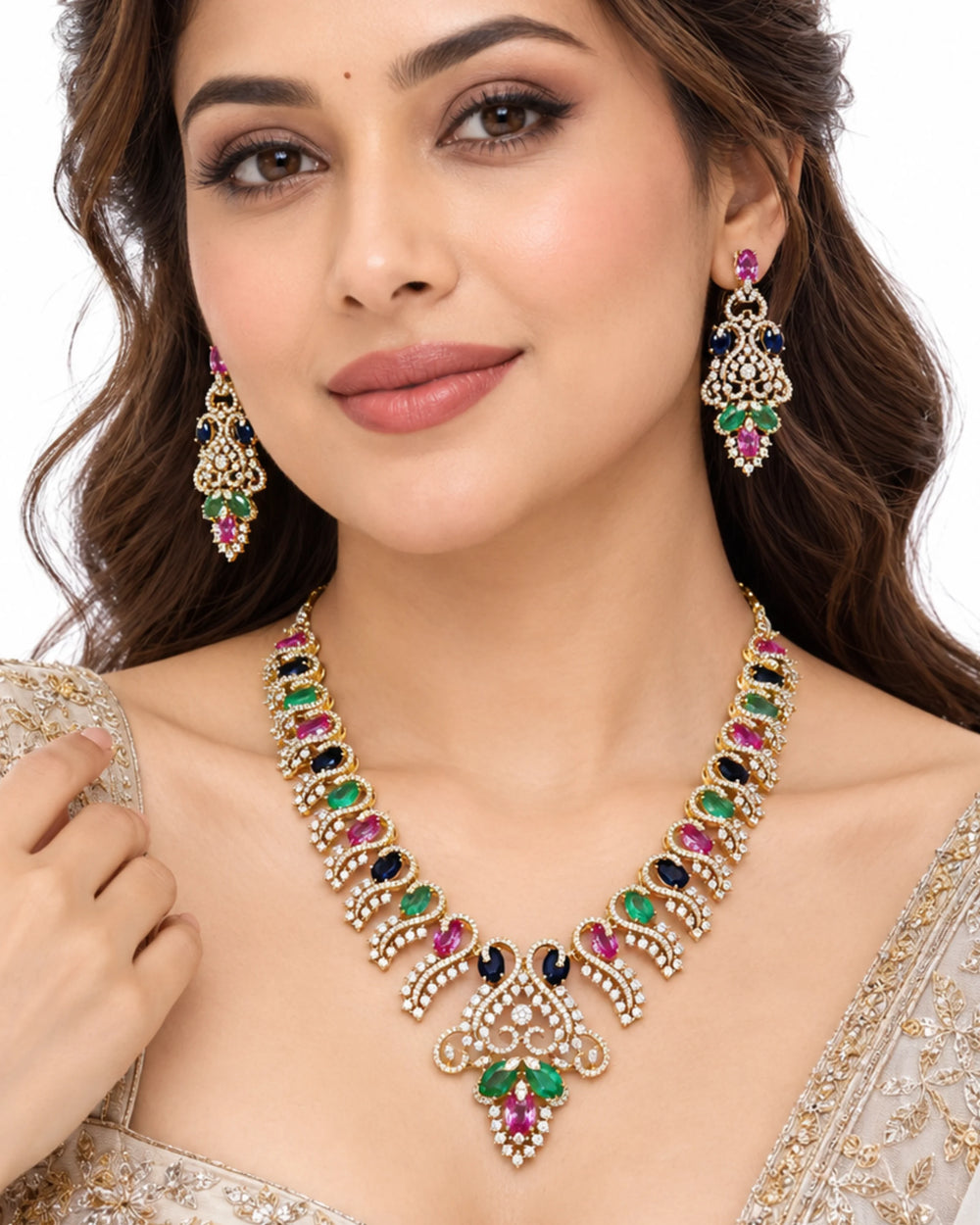 Regal Multi-Gemstone Filigree Necklace Set