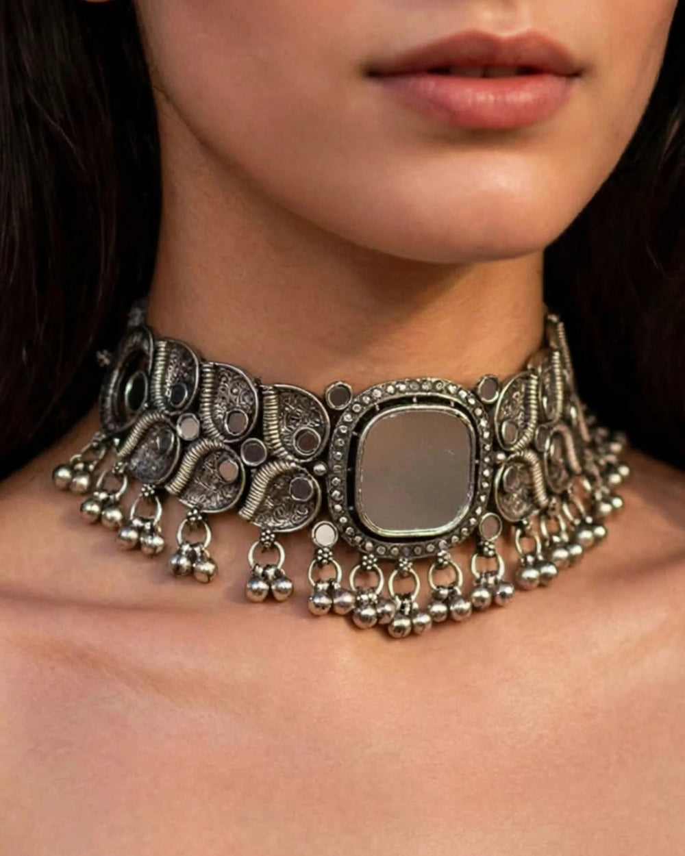 Royal Darpan Oxidized Jewelry Set