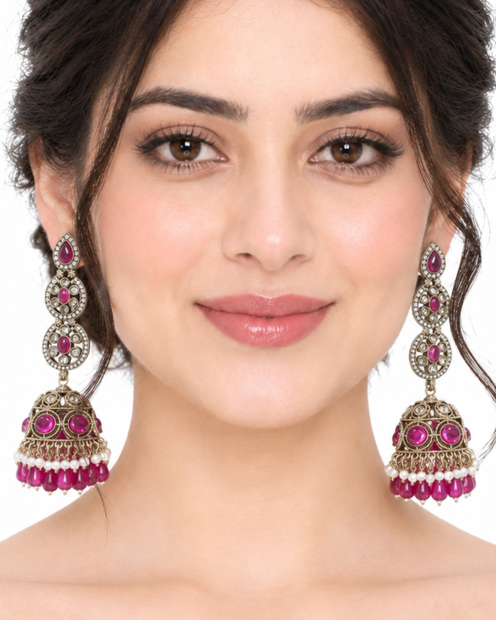 Imperial Fuchsia Antique Jhumkis