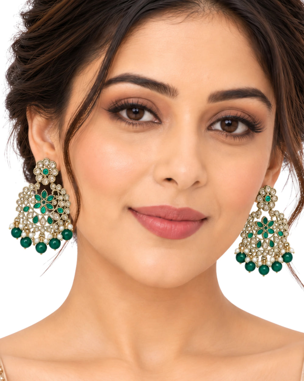 Mayura Emerald Blossom Chandbalis