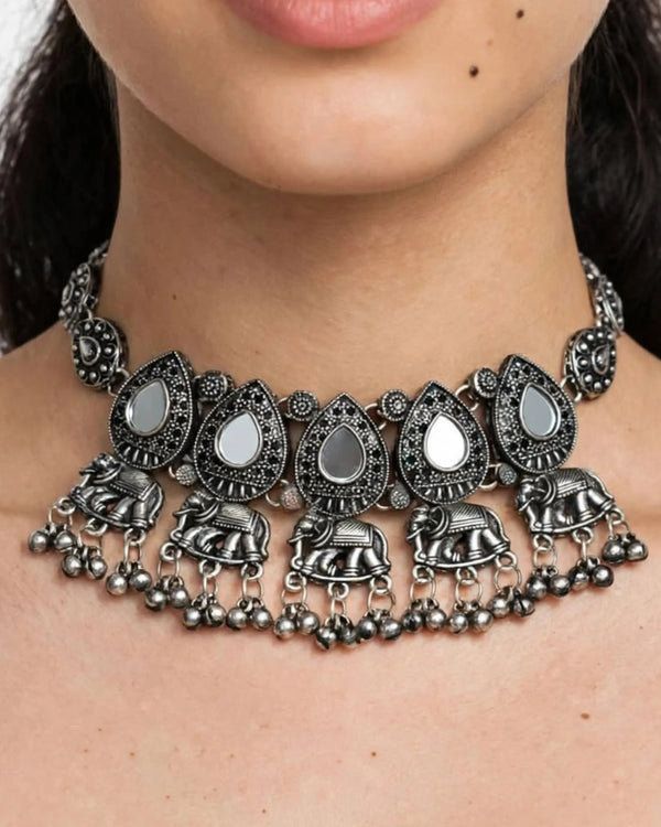 The Royal Gajraj Oxidized Choker Set