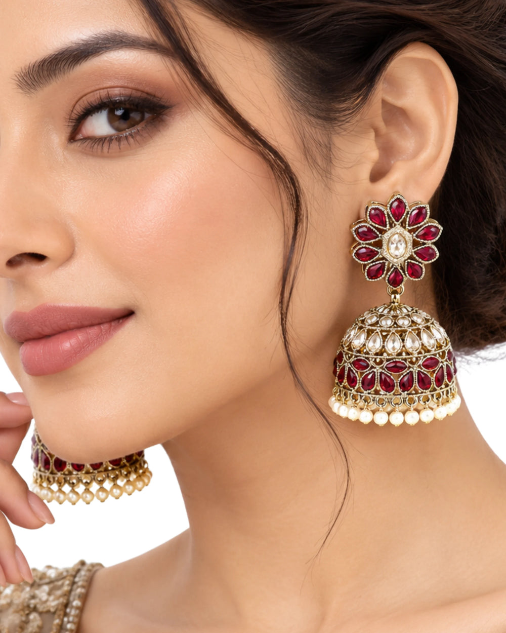 The Royal Crimson Lotus Jhumka