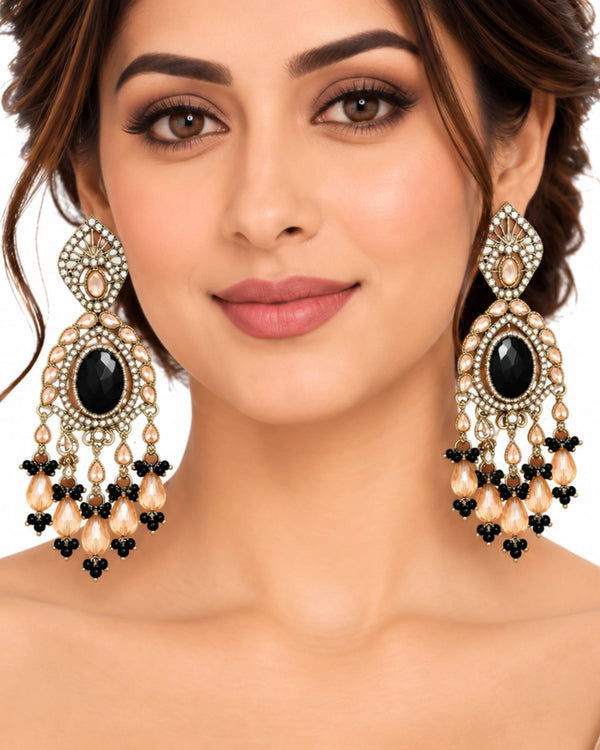 The Royal Onyx Chandbali Statement Dangles