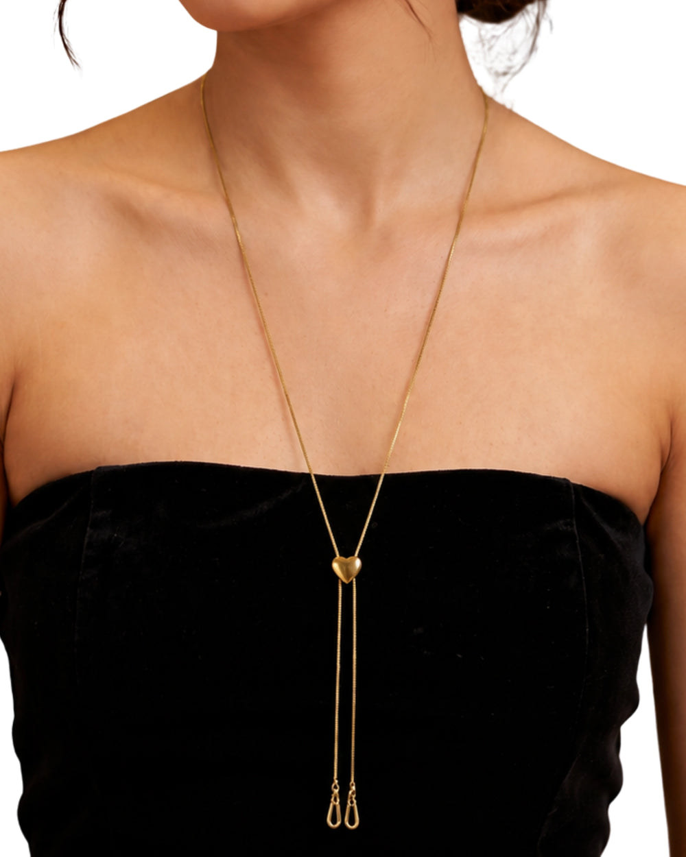 Golden Heart Lariat Necklace