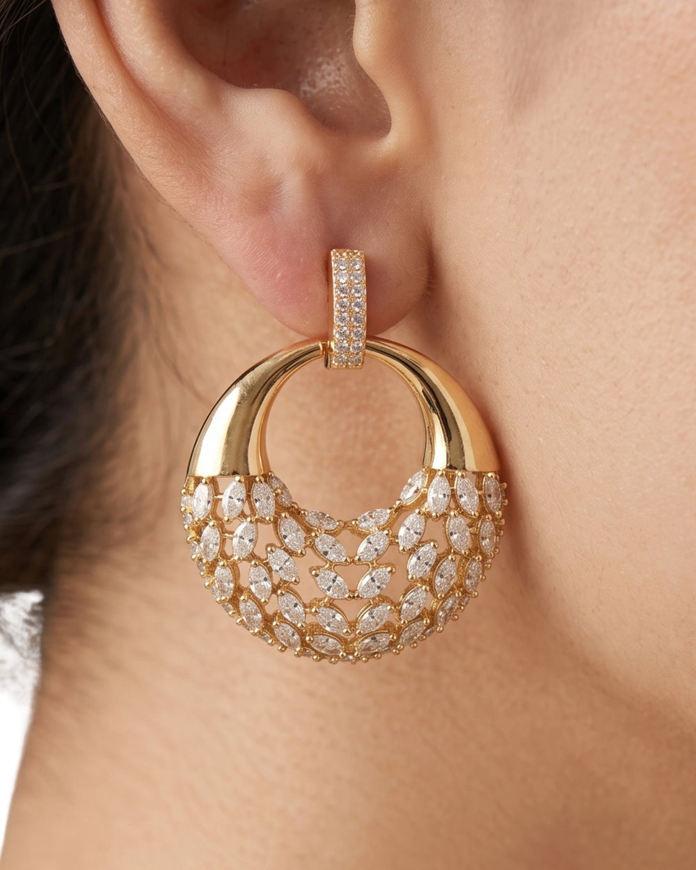 Golden Circle Statement Necklace & Earrings Set