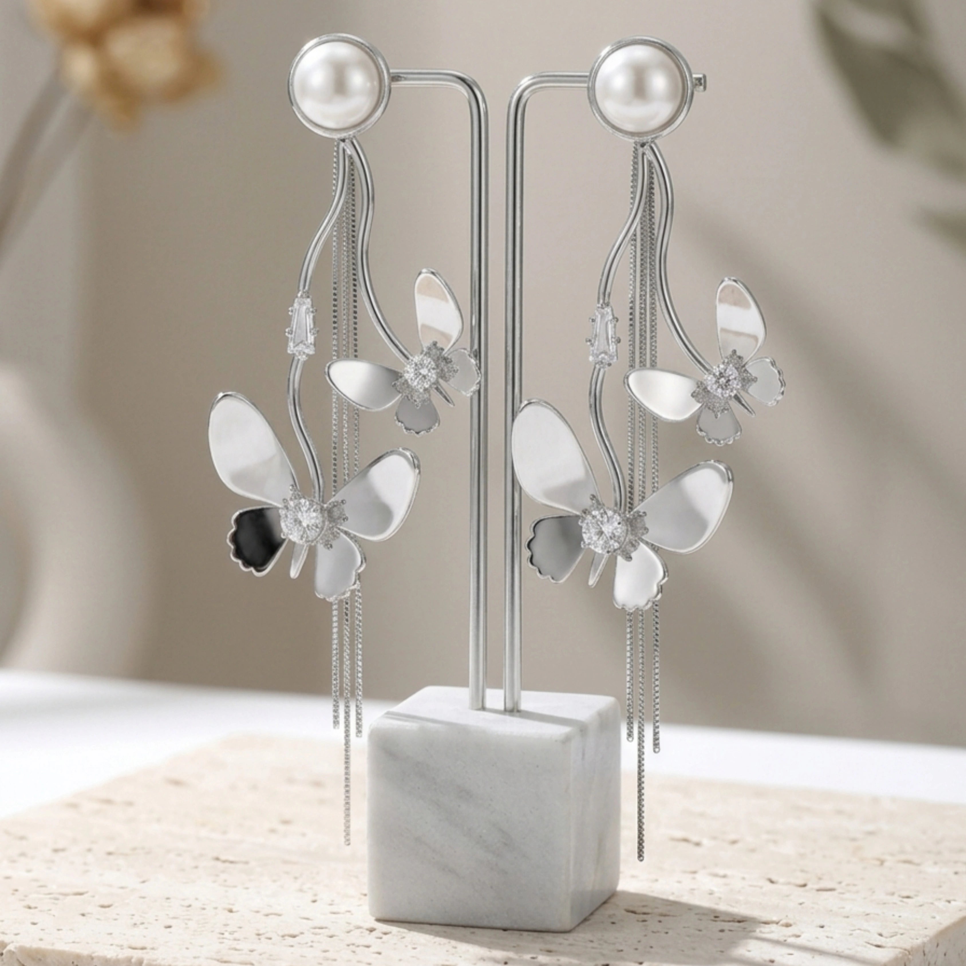 Silver Butterfly Danglers