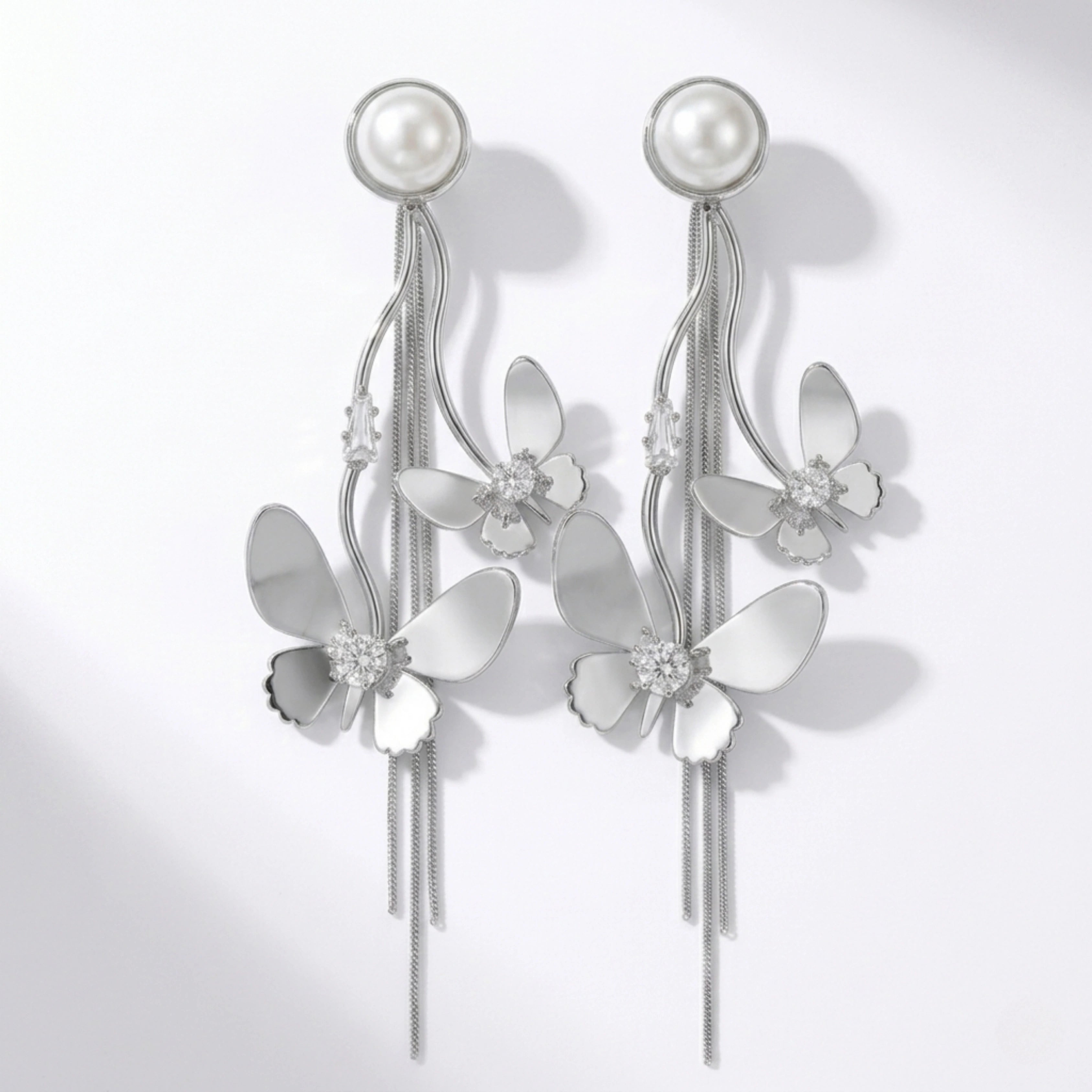 Silver Butterfly Danglers