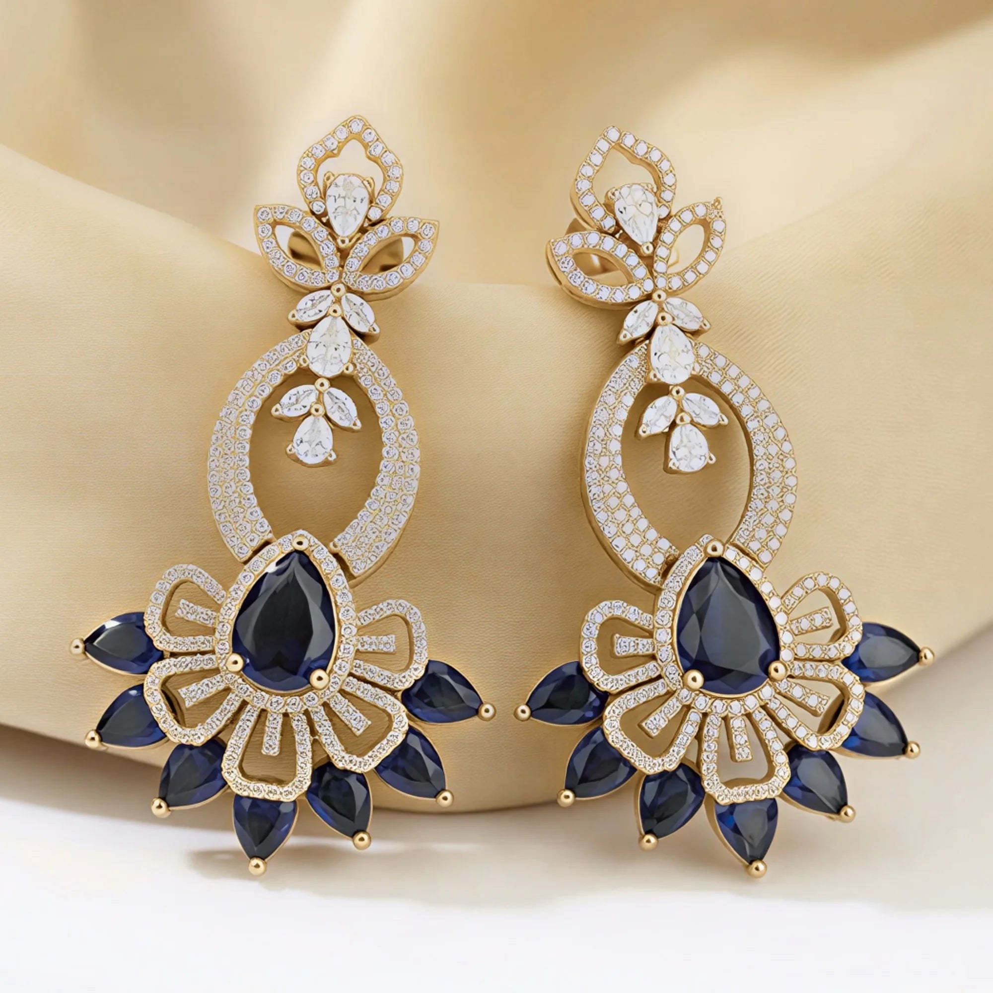 Neel Pushpa Leaf Dangles
