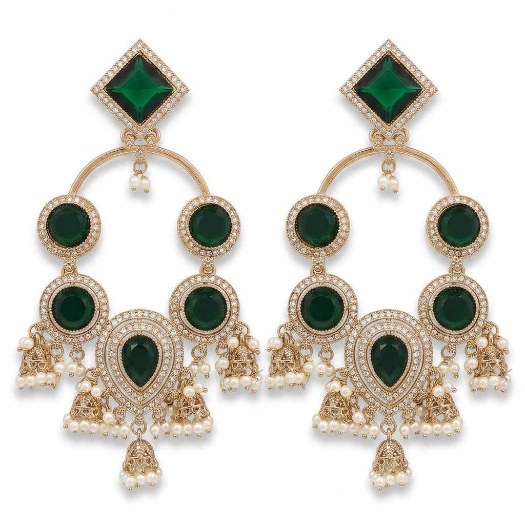 Ira Mehfil Green Stone Earrings