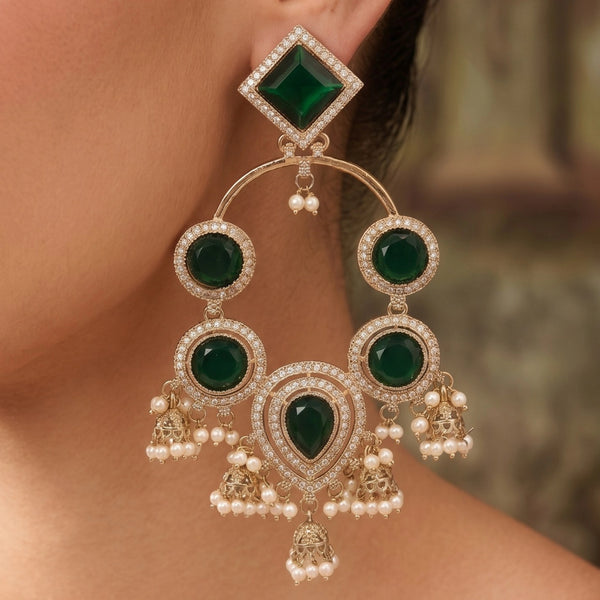 Ira Mehfil Green Stone Earrings