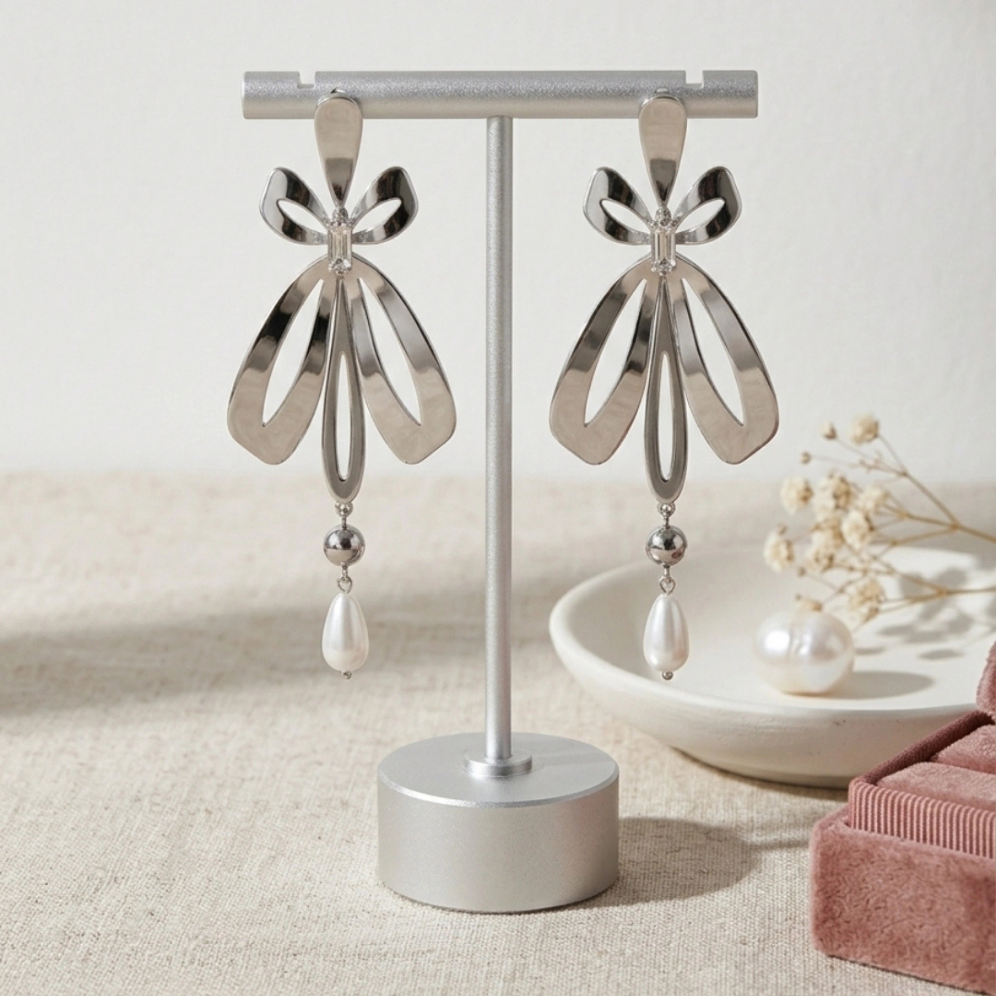 The Sophia Silver Bow Drop