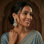 Mint Pushpa Leaf Earrings
