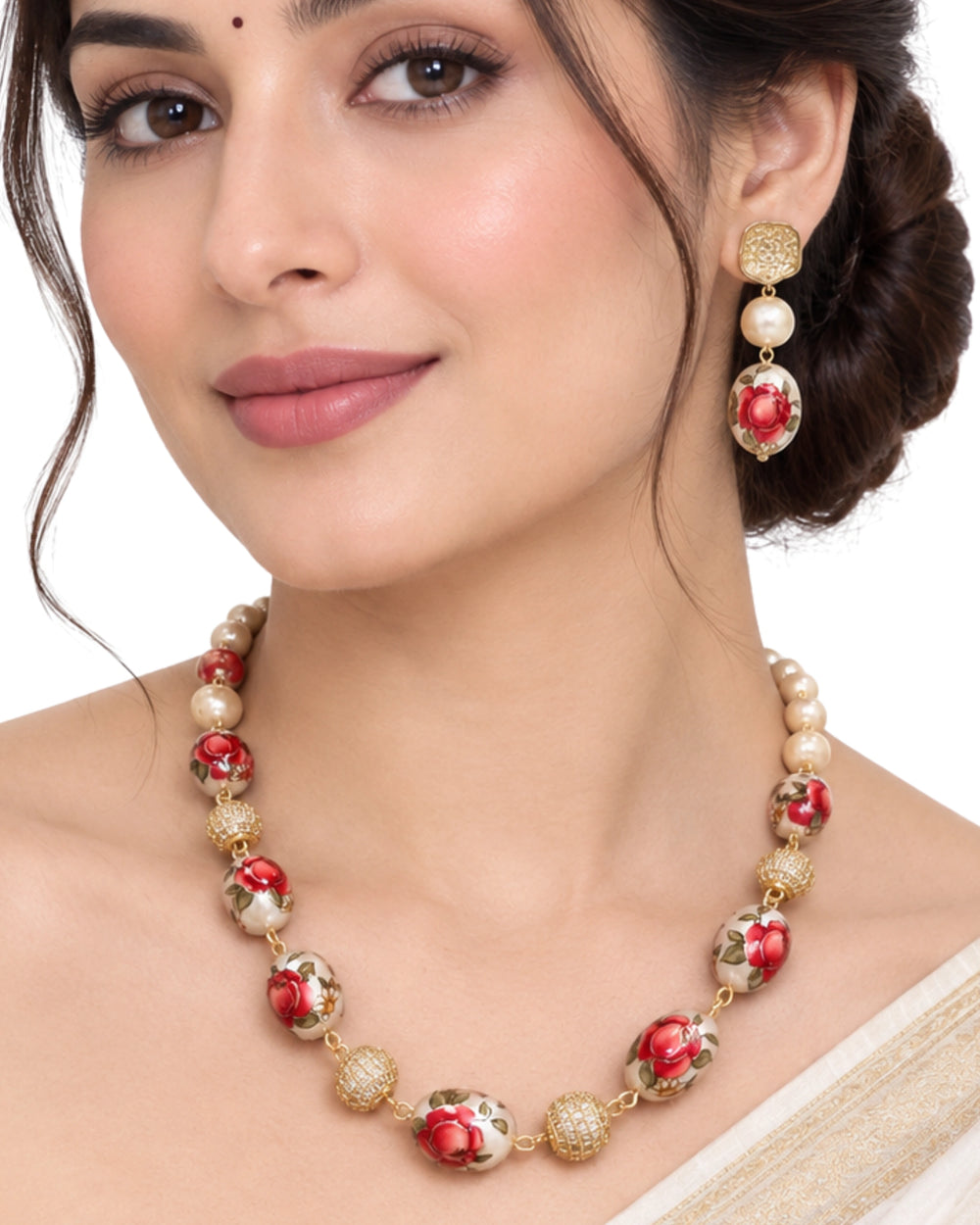 Roos Vintage Painted Bead Statement Set