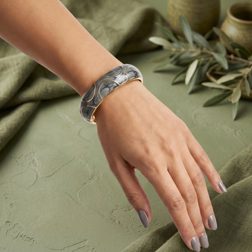 Black Mosaic Enamel Bangle