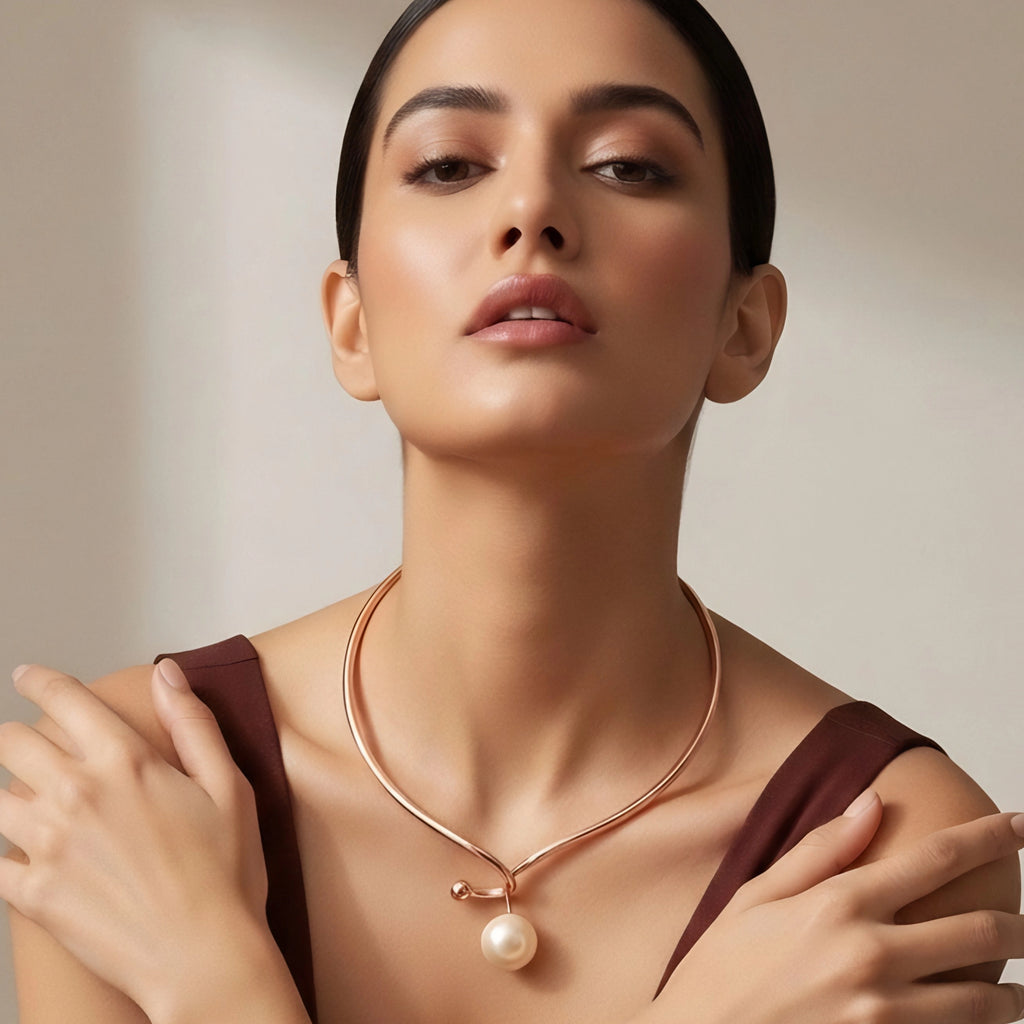 ROSE GOLD PEARL DROP NECKLACE