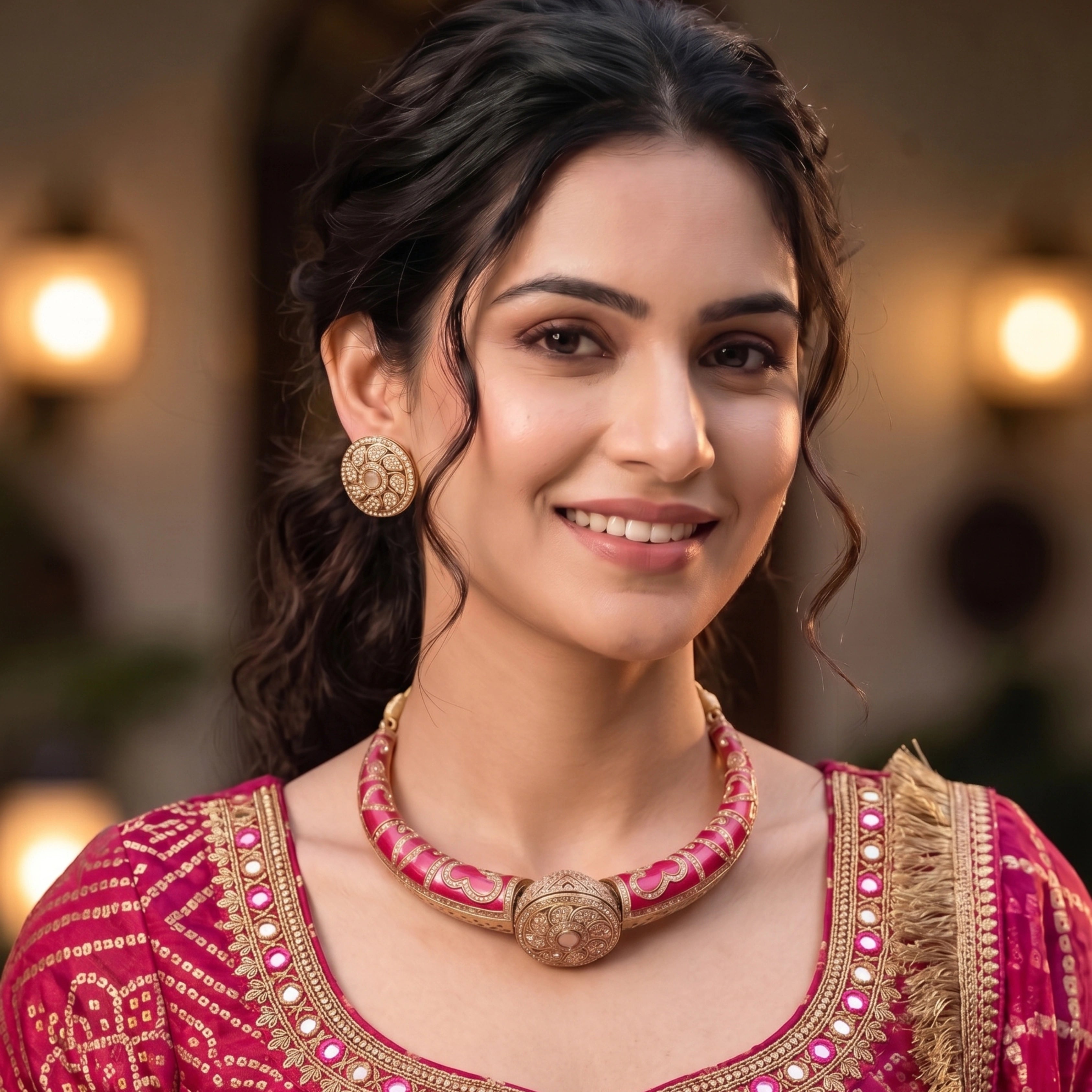Royal Rani Pink Meenakari Choker Set