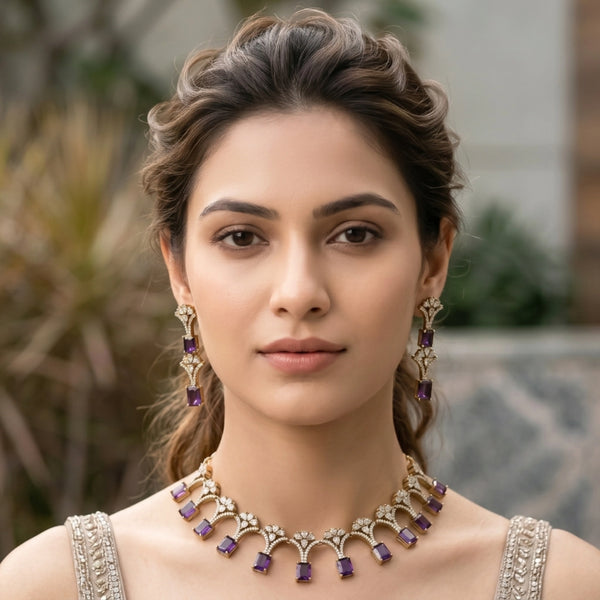 Royal Amethyst Blossom Necklace Set