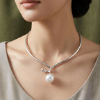 SILVER PEARL DROP NECKLACE