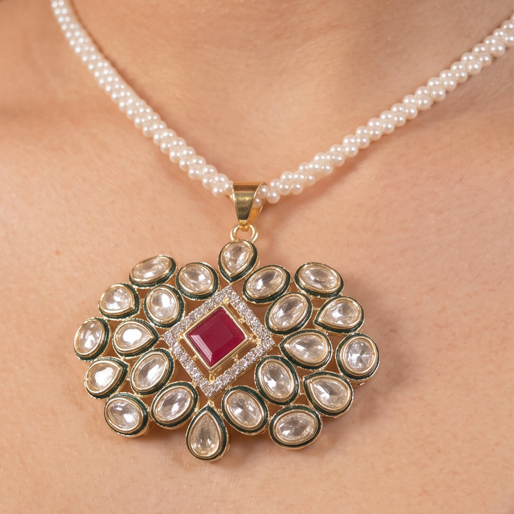 Royal Kundan Bloom Pearl Set