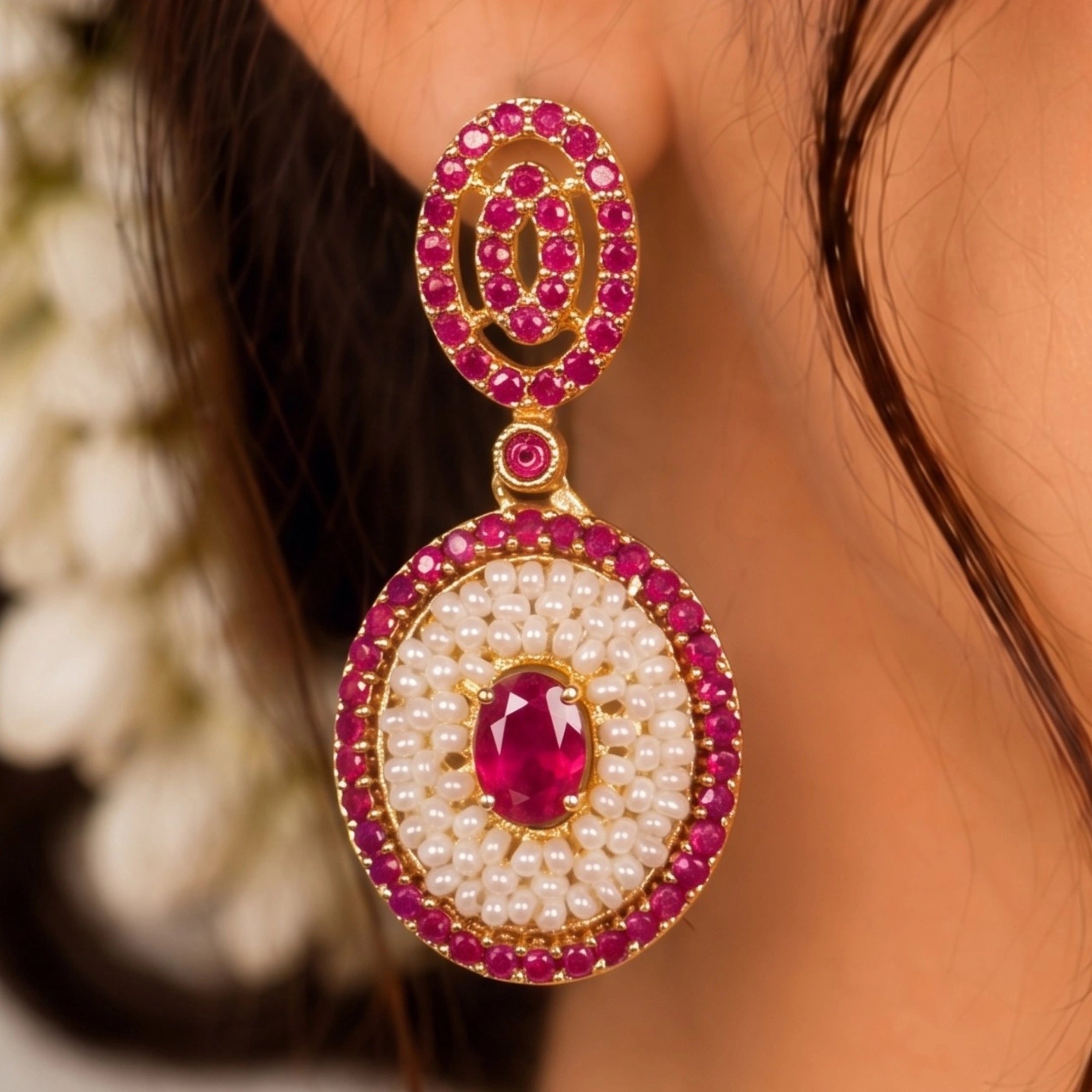 Ruby Pearl Royale Necklace Set