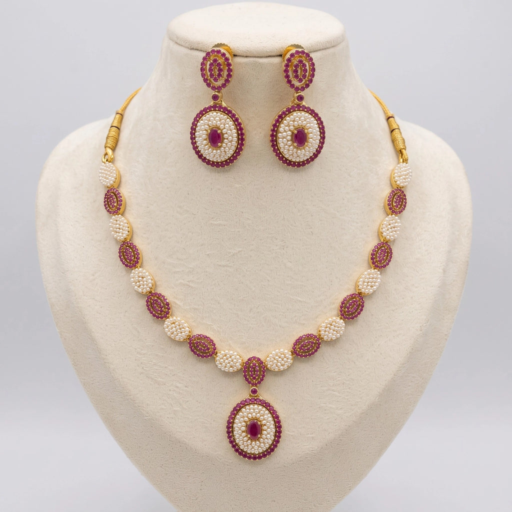 Ruby Pearl Royale Necklace Set