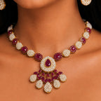 Ruby Pearl Blossom Necklace Set