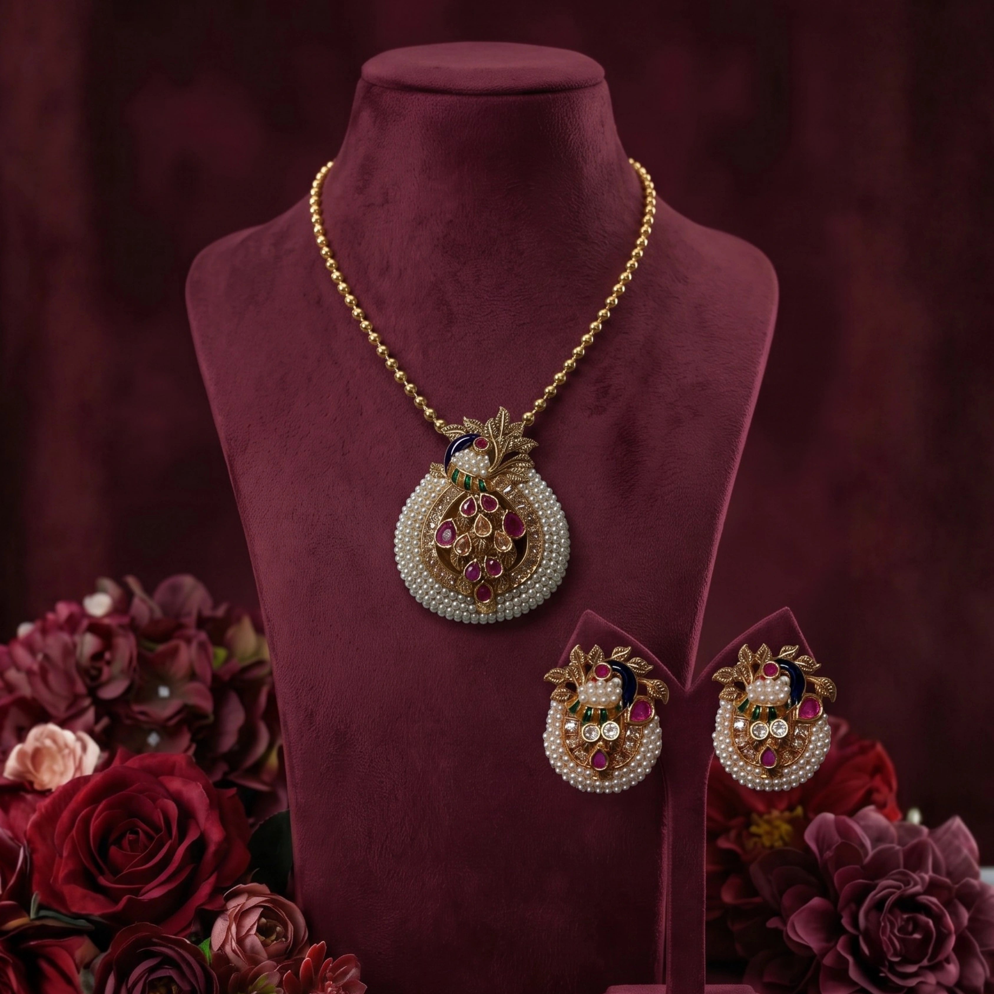 Mayura Pearl Heritage Pendant Set