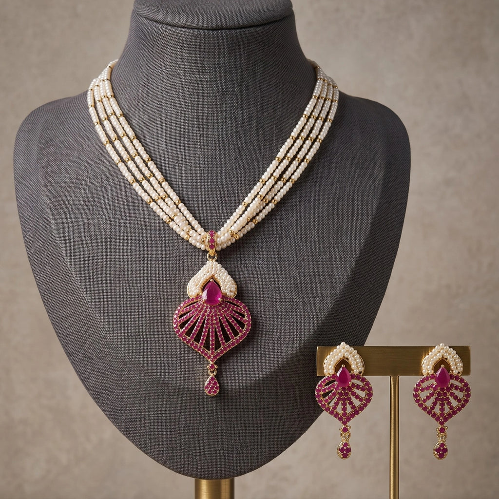 Ruby Pearl Radiance Necklace Set