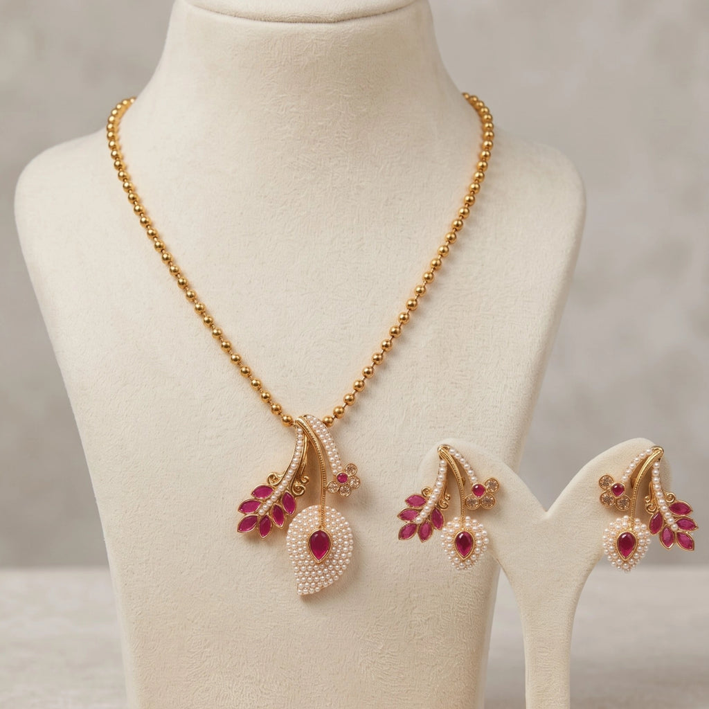 Ruby Blossom Grace Pendant Set
