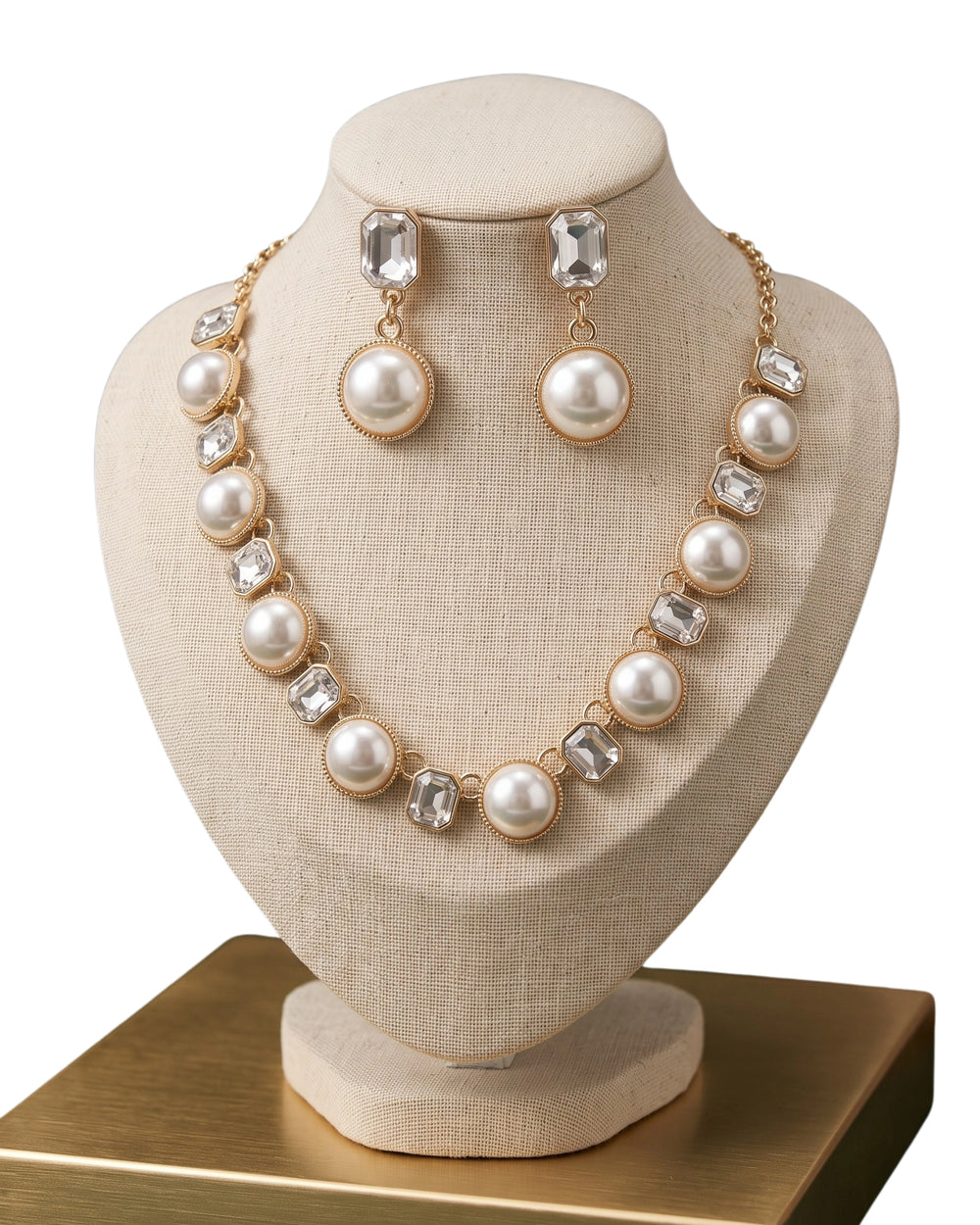 Pearl & Crystal Gold-Tone Necklace Set