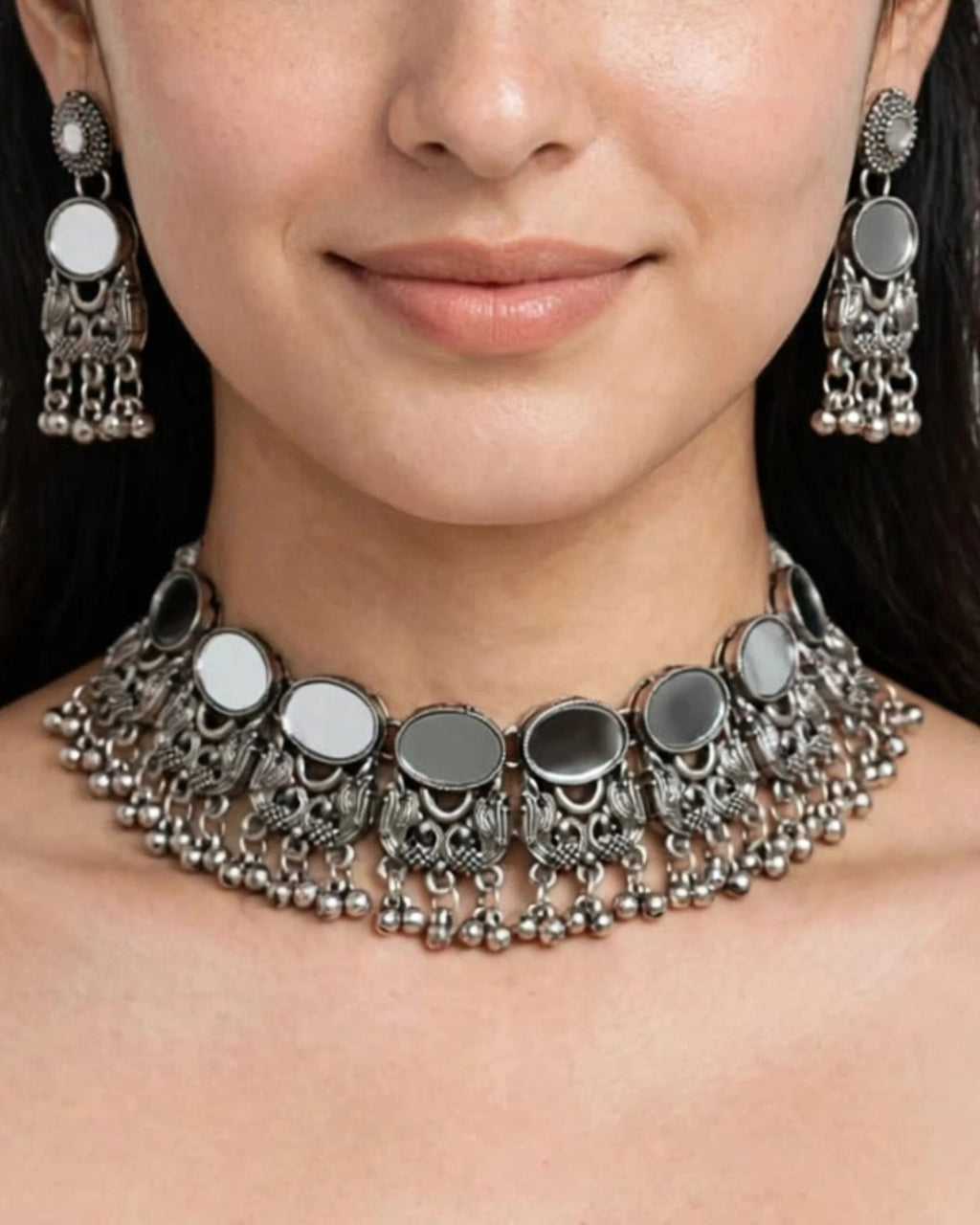 Navratri Glitz Oxidized Statement Set