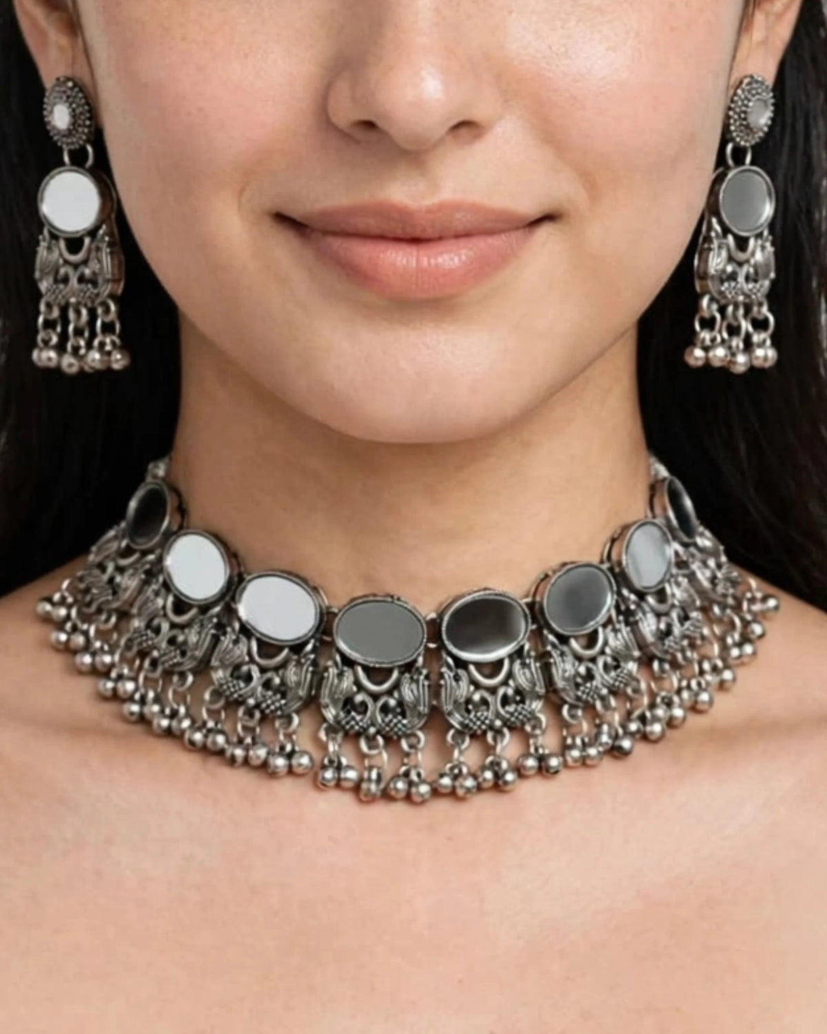 Navratri Glitz Oxidized Statement Set