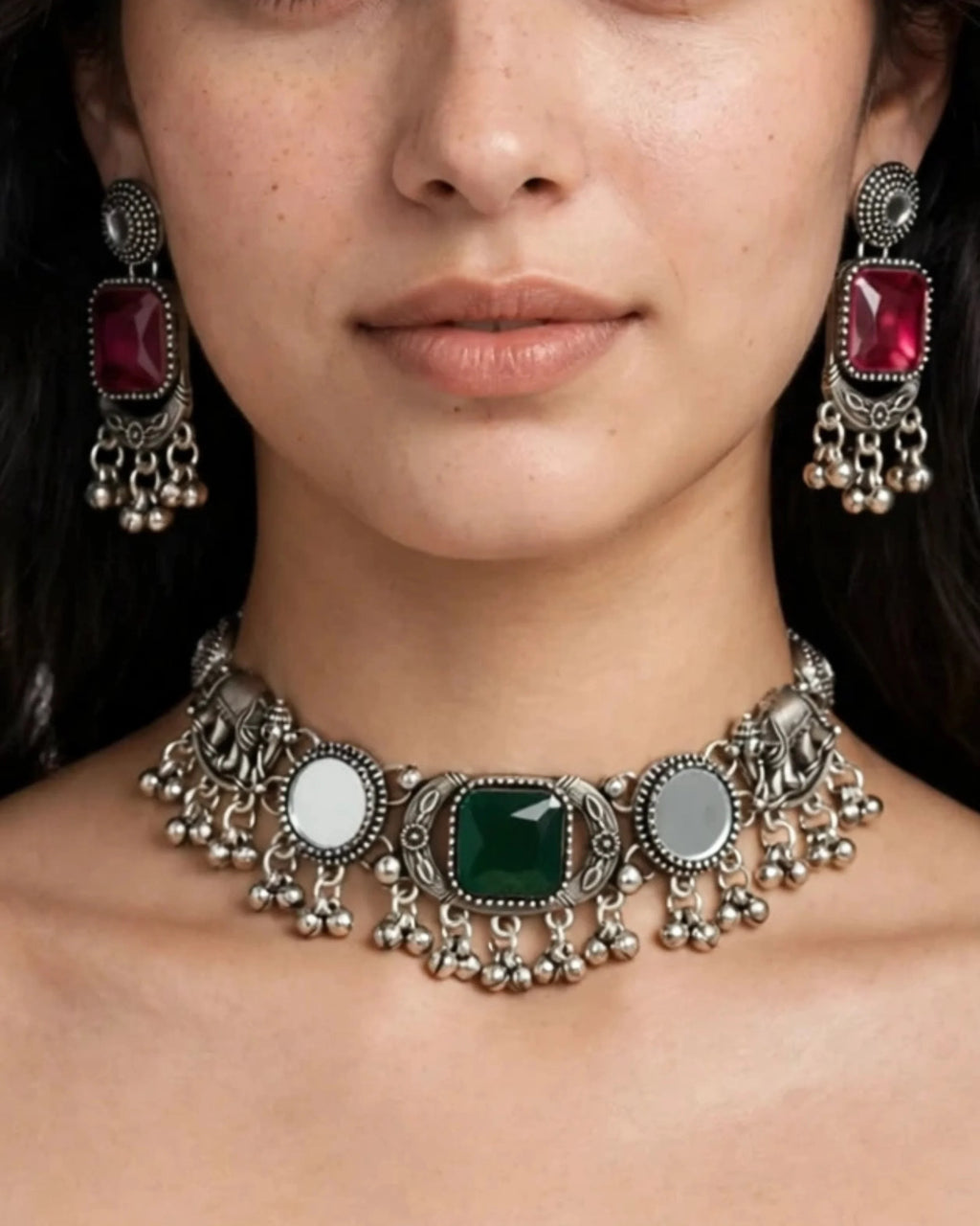 Regal Emerald & Ruby Oxidized Collection