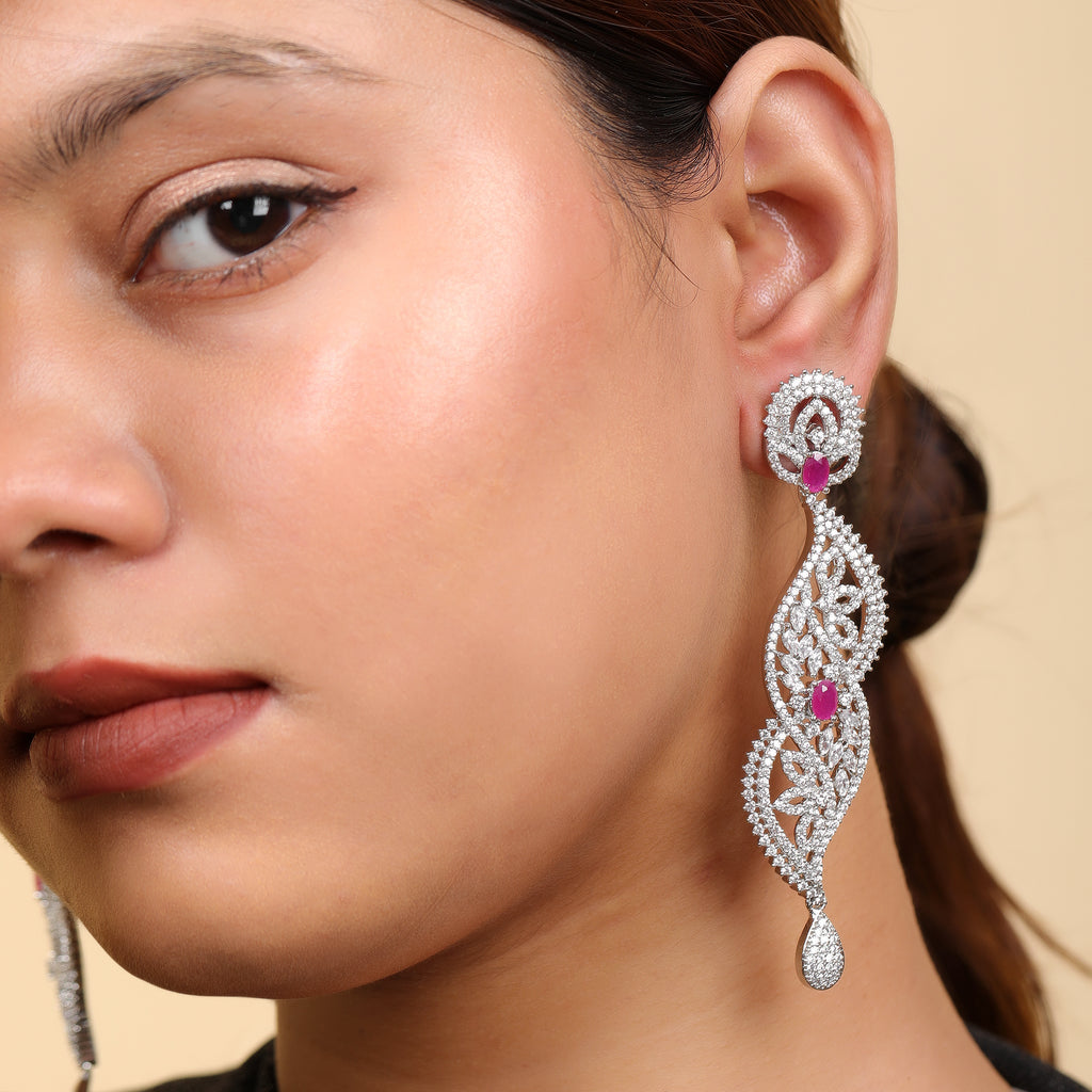 Ruby Crown Chandelier Earrings