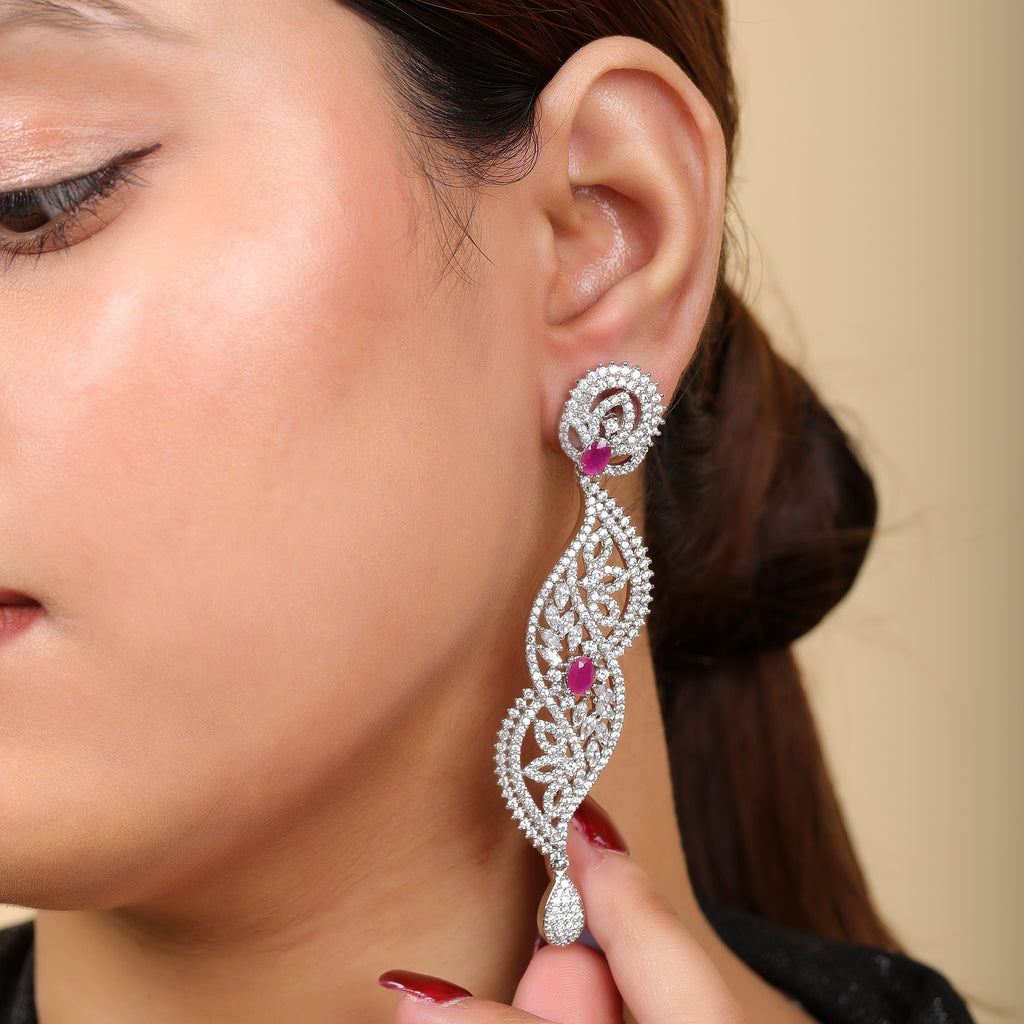 Ruby Crown Chandelier Earrings