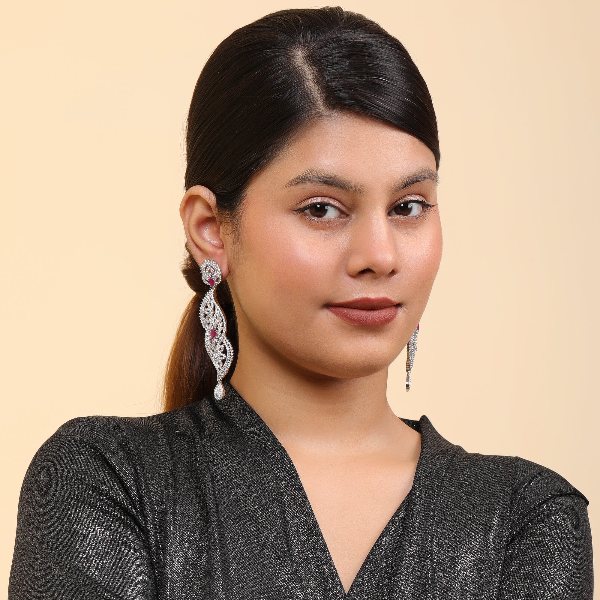 Ruby Crown Chandelier Earrings