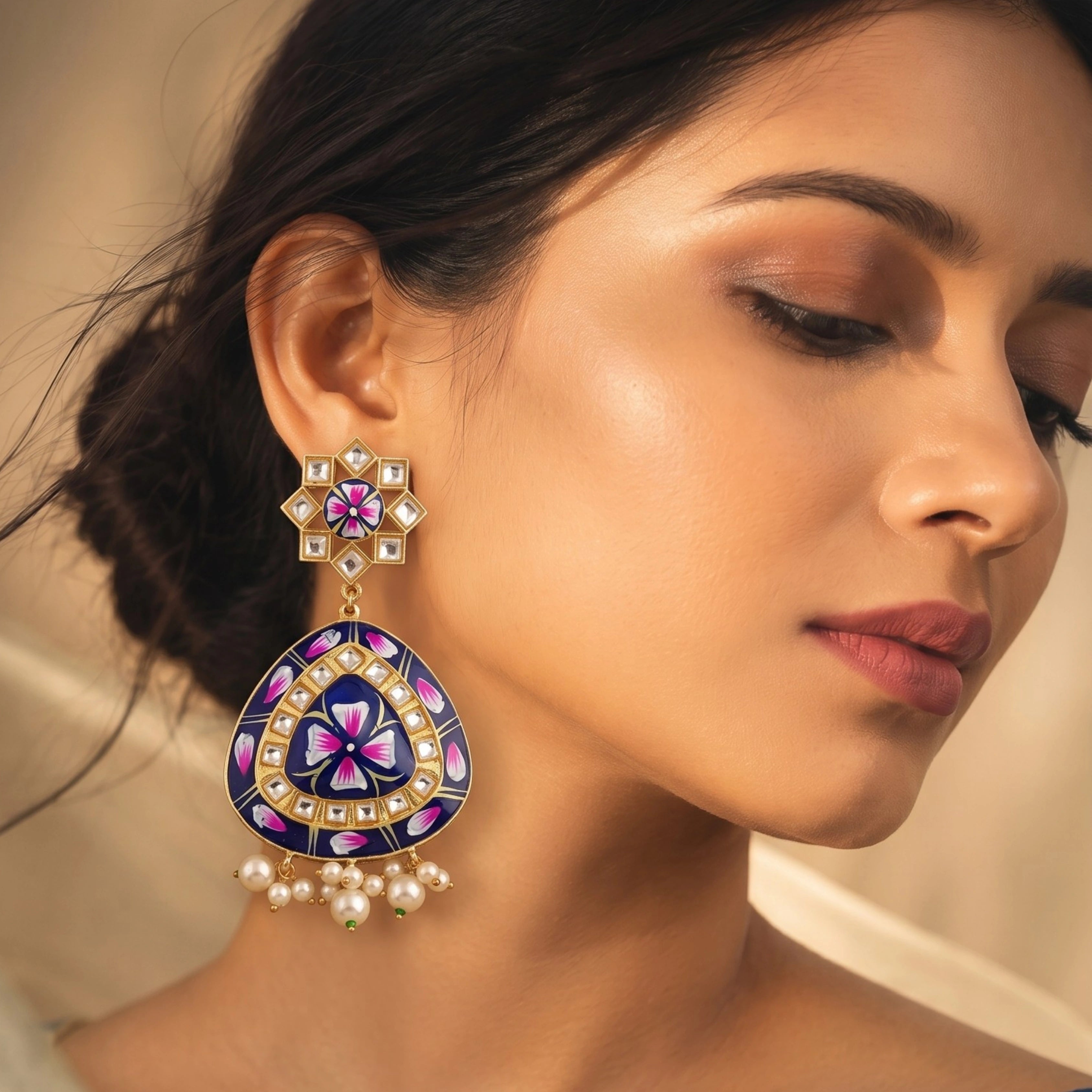 Pushpa Kundan Earrings