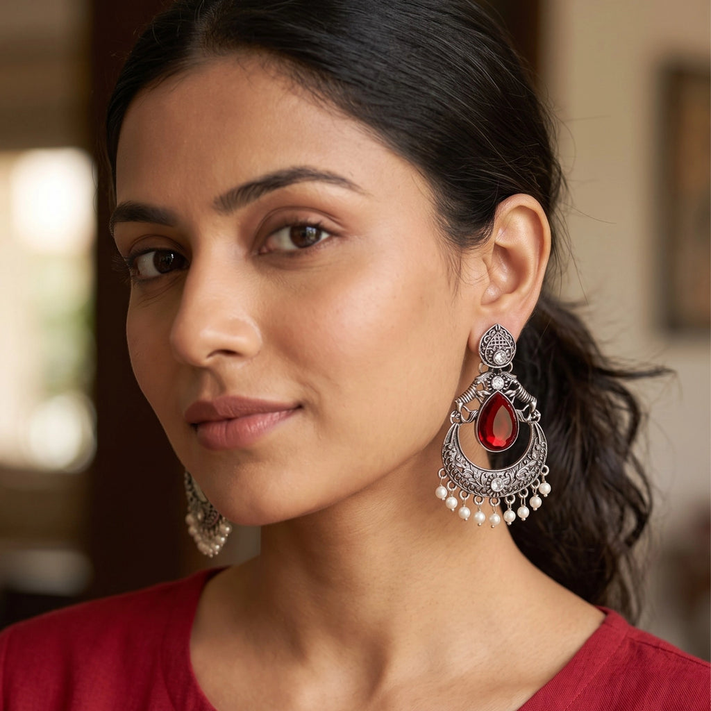 Crimson Noor Chandbali