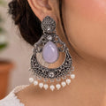 Moonlit Grace Oxidized Chandbali Earrings