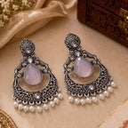 Moonlit Grace Oxidized Chandbali Earrings