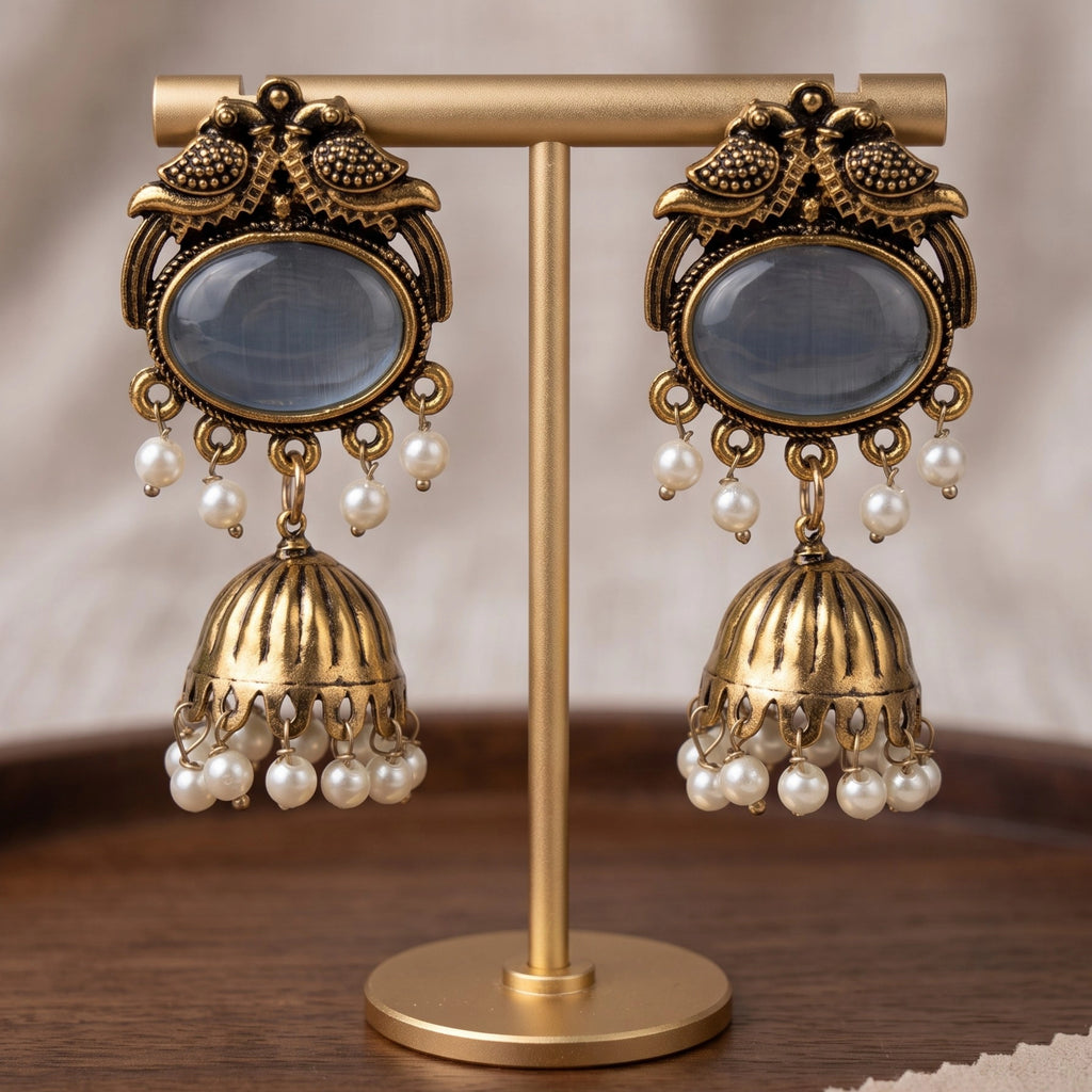 Smoky Pearl Jhumkas