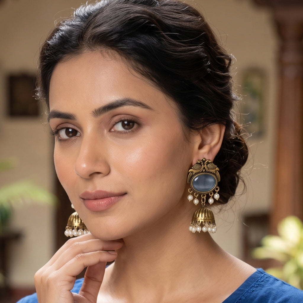 Smoky Pearl Jhumkas